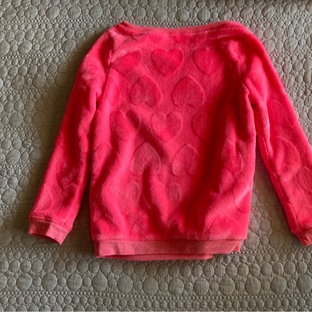 Girl's Carters Heart Design Hot Pink Fleece Pullover Sweater Size 7 - Picture 2 of 5